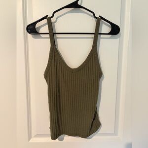 American Eagle Outfitters Olive Ribbed Tank Top